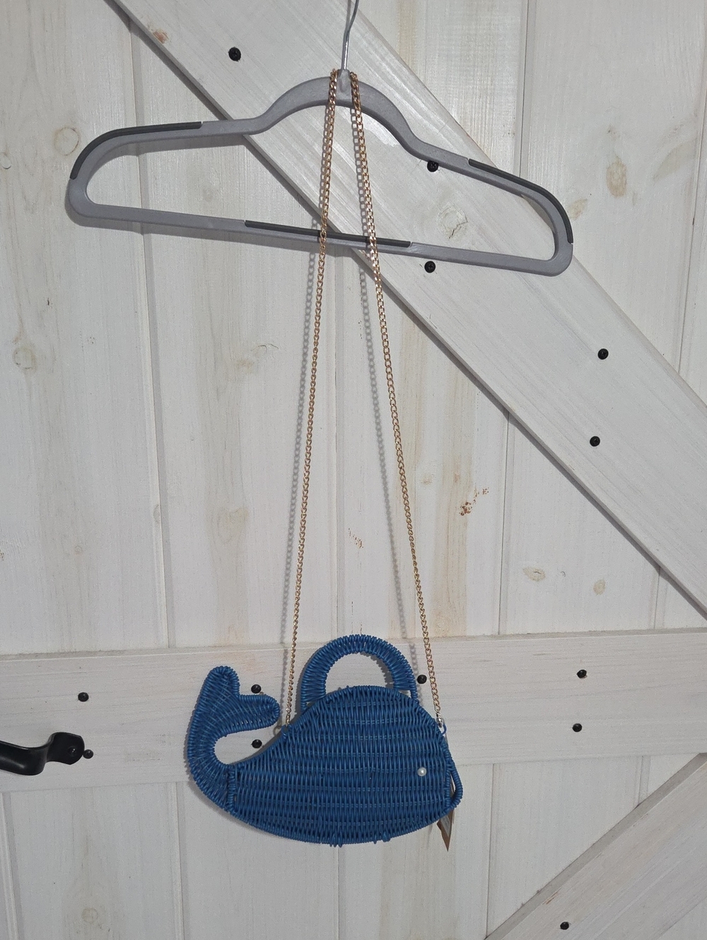 Tommy Bahama Blue Woven Whale Crossbody Bag with Gold Chain - Picture 5 of 5